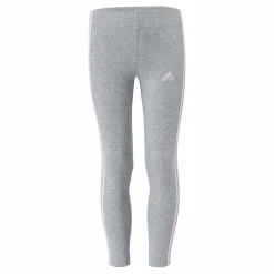 adidas Girls Essentials 3 Stripes Leggings Medium Grey Heather / Clear Pink Grå Clearance