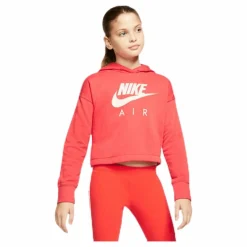 Air Crop Hoodie Jr White/Red*Nike
