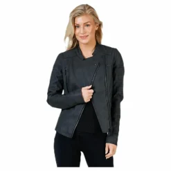 Ava Faux Leather Biker Otw Black*Only Best