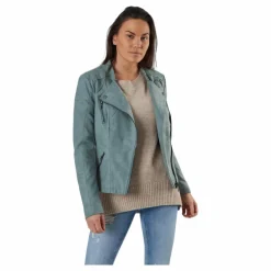 Ava Faux Leather Biker Otw Green*Only Hot
