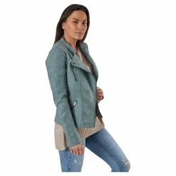 Ava Faux Leather Biker Otw Green*Only Hot