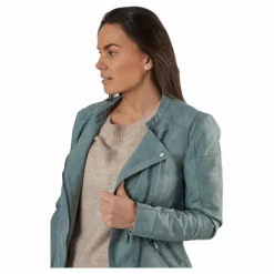 Ava Faux Leather Biker Otw Green*Only Hot