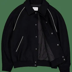 Lacoste Badge Accent Wool Varsity Jack Black New