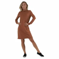 Pieces Bamala T-Neck Ls Dress Beige Discount