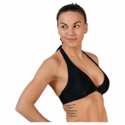 Pieces Belin Bikini Halterneck Bra Black Svart Online