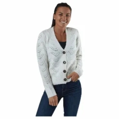 Pieces Bibi Ls Knit Cardigan White Vit Online
