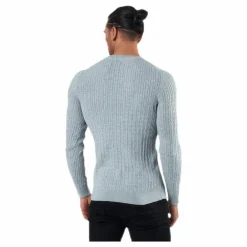 Jack & Jones Blacamp Cable Knit Crew Neck Grey Grå Discount
