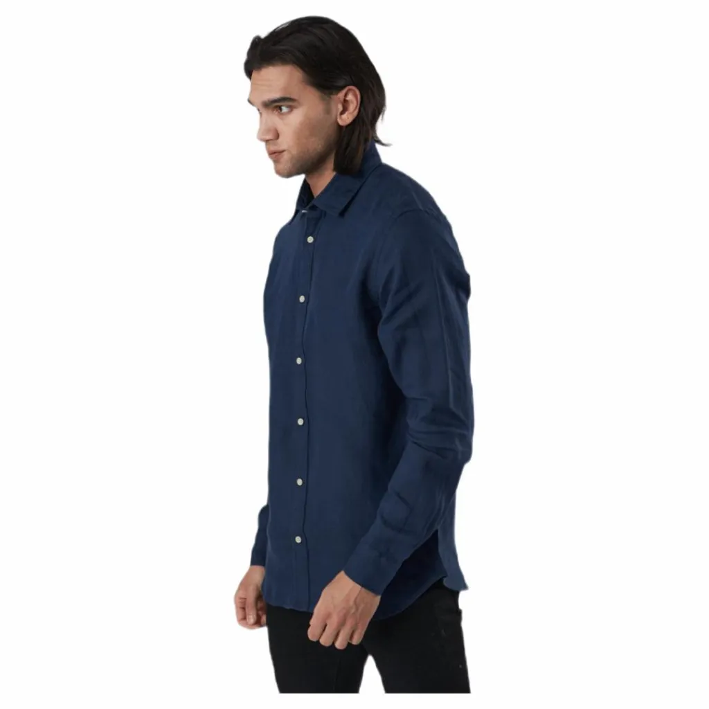 Jack & Jones Bluplain Linen Shirt L/s Blå Sale