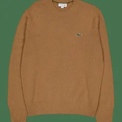 Lacoste Carded Wool Crew Neck Sweater White Tuy Brown Best