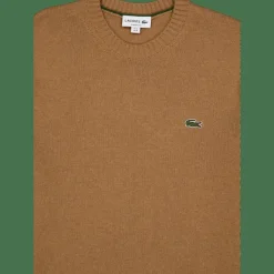 Lacoste Carded Wool Crew Neck Sweater White Tuy Brown Best