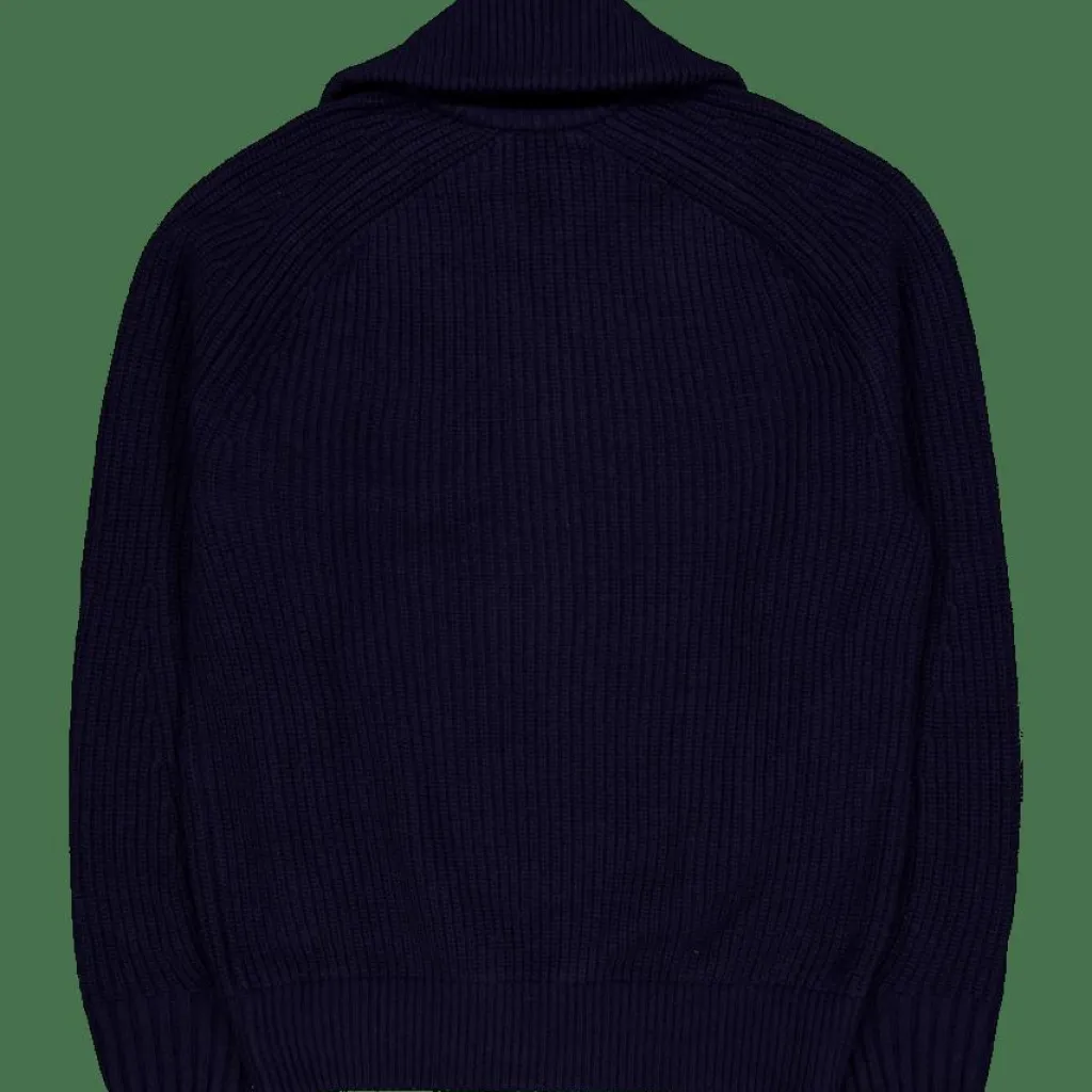 Lacoste Carded Wool High Neck Zipped S Navy Blue New