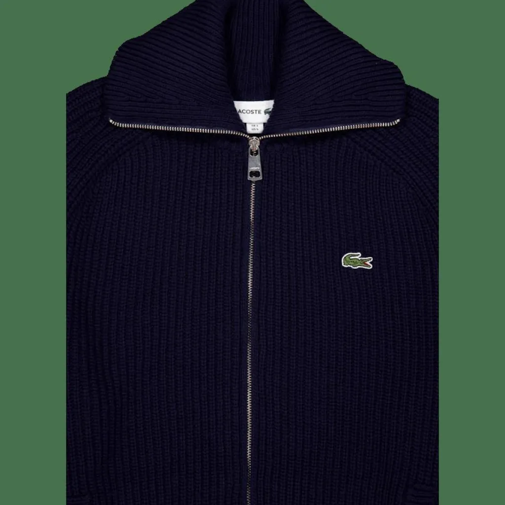 Lacoste Carded Wool High Neck Zipped S Navy Blue New
