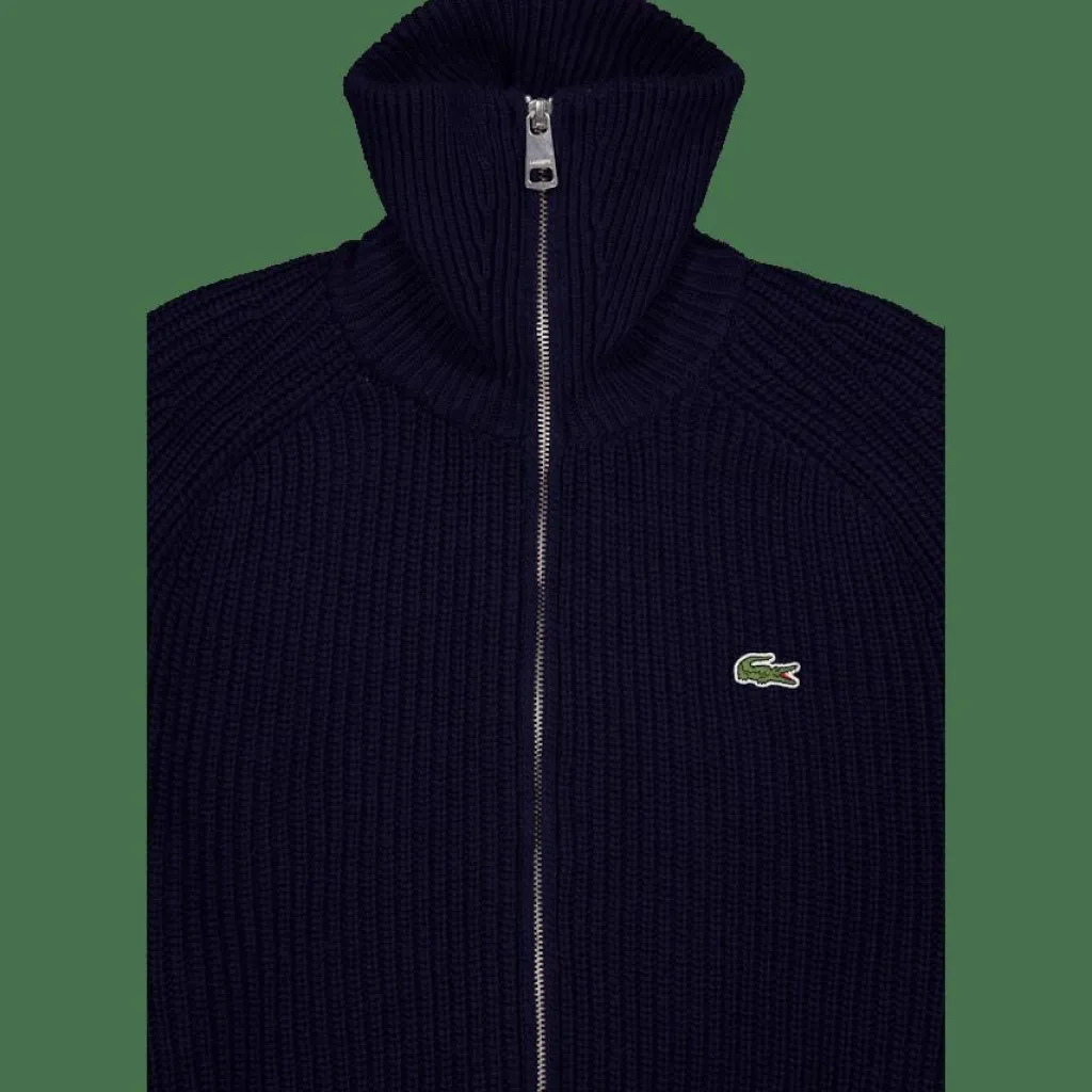 Lacoste Carded Wool High Neck Zipped S Navy Blue New
