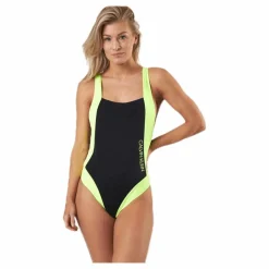 Calvin Klein Ck Blocking Plunge Back Swimsuit Black/Yellow Svart och Gul Outlet