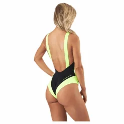 Calvin Klein Ck Blocking Plunge Back Swimsuit Black/Yellow Svart och Gul Outlet