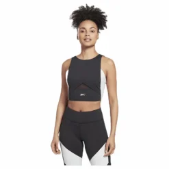 Reebok Colorblock Crop Top Black Svart Sale