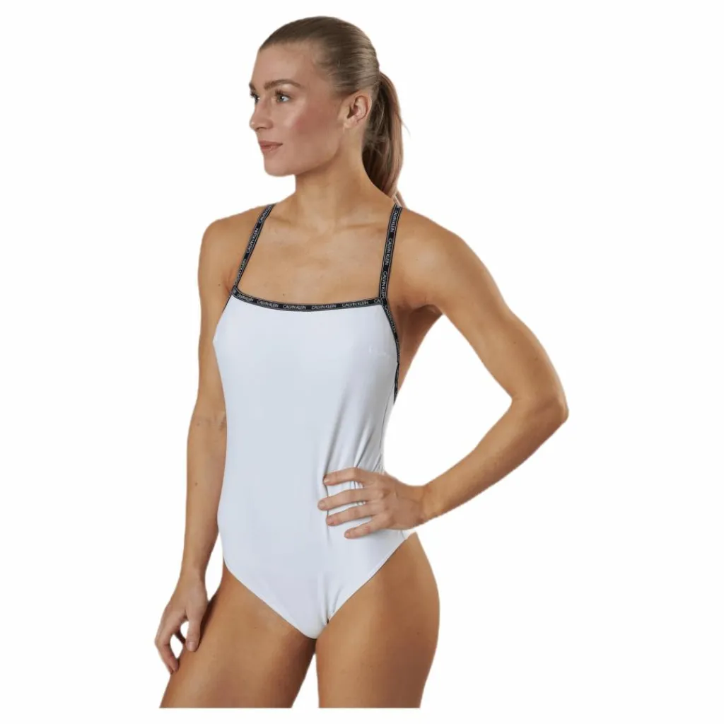Core Logo Tape Square Neck Swimsuit White*Calvin Klein Best