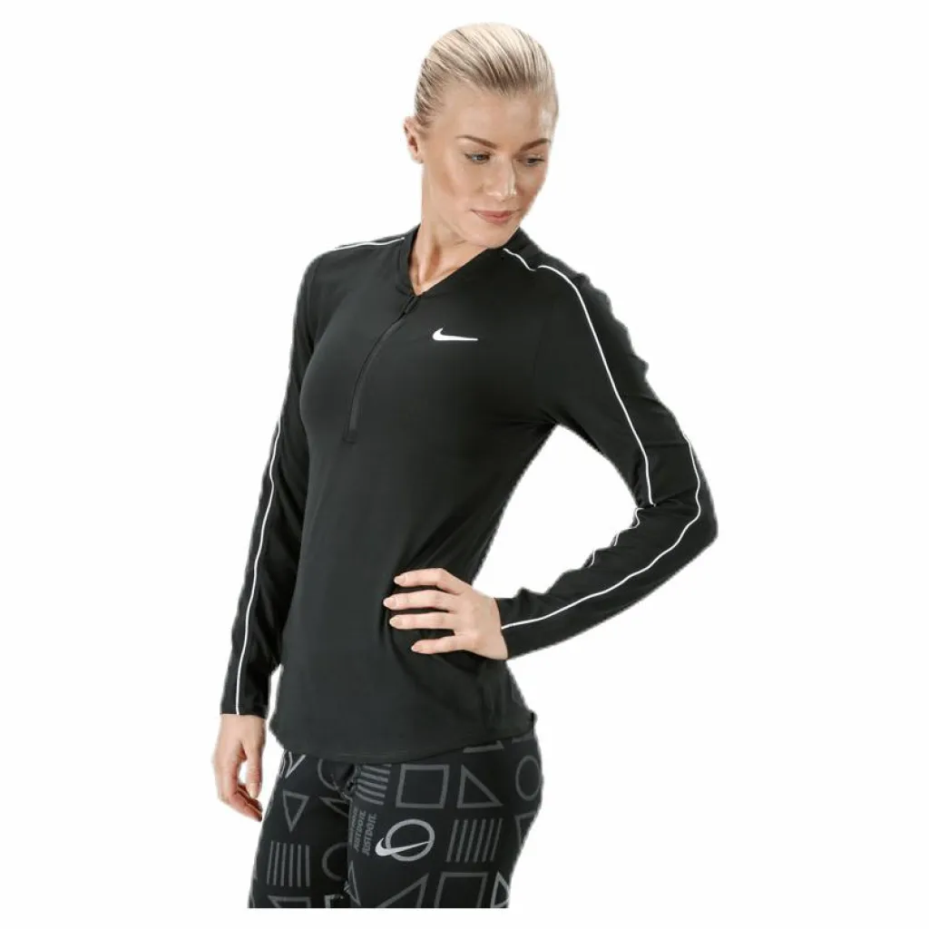 Nike Court Dry Top LS Halfzip White/Black Svart Best