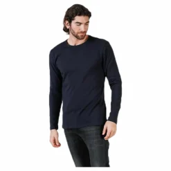 Bread & Boxers Crew Neck Longsleeve Blue Blå Discount