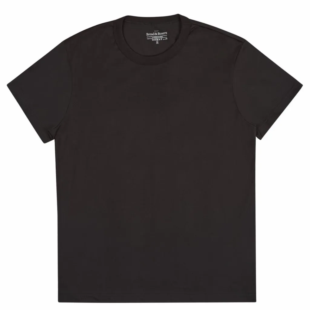 Bread & Boxers Crew-Neck pima Black Svart Clearance