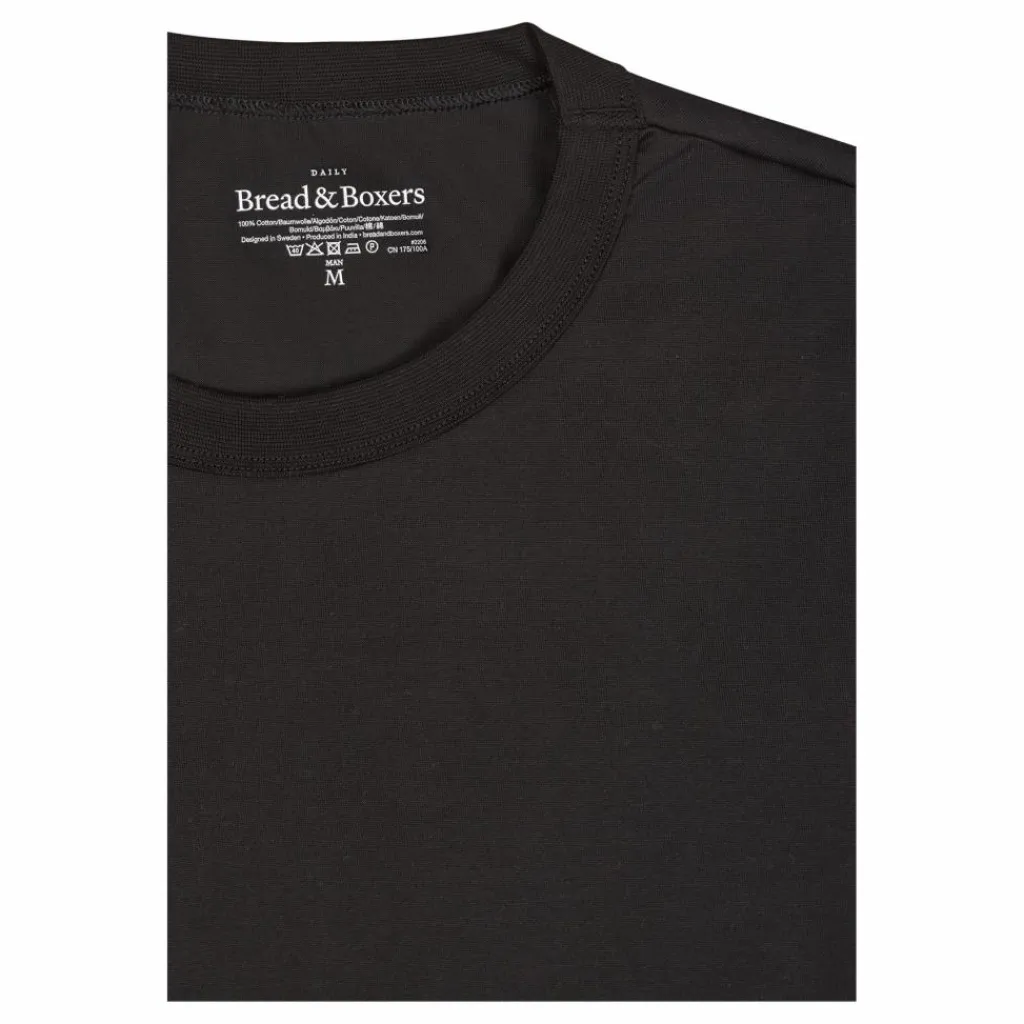 Bread & Boxers Crew-Neck pima Black Svart Clearance
