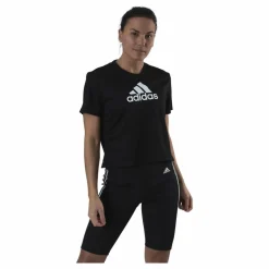 adidas Cropped Logo Sport T-Shirt Black / White Svart Clearance