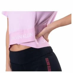 Calvin Klein Cropped Short Sleeve T-Shirt Pink Rosa Hot