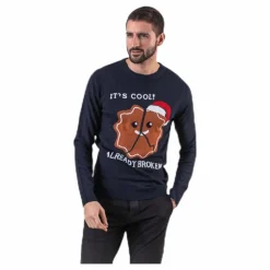 Jack & Jones Crumble Knit Crew Neck Blue Blå New