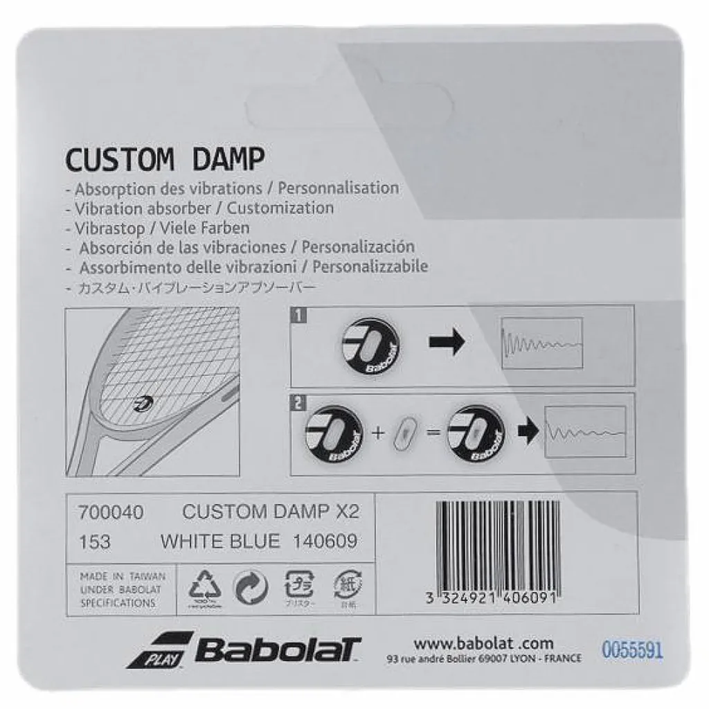 Babolat Custom Damp 2-Pack white/blue Blå och Vit Hot