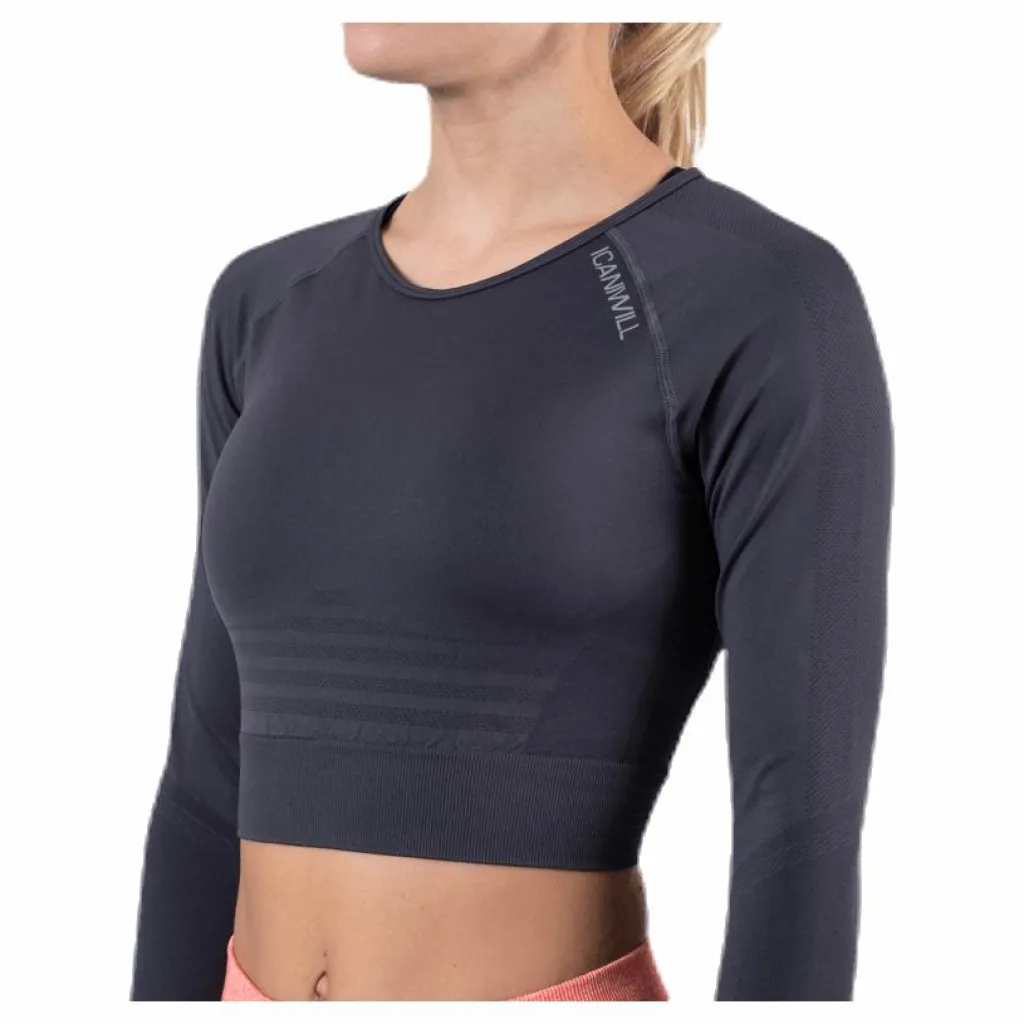 Define Seamless L/S Crop Top Grey*ICANIWILL Hot