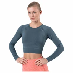 ICANIWILL Define Seamless L/S Crop Top Green Grön Best