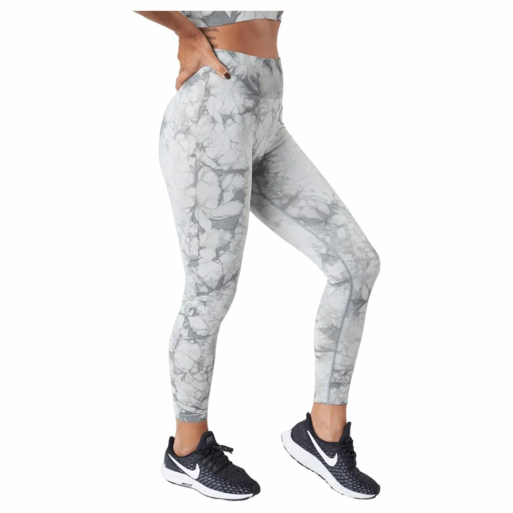 ICANIWILL Define Seamless Tie Dye Tights Grey Melange Grå New