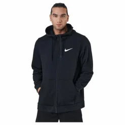 Nike Dri-FIT Men's Full-Zip Training Hoodie BLACK/WHITE Svart Discount