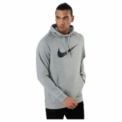 Nike Dri-FIT Men's Pullover Training Hoodie DK GREY HEATHER/BLACK Grå Discount