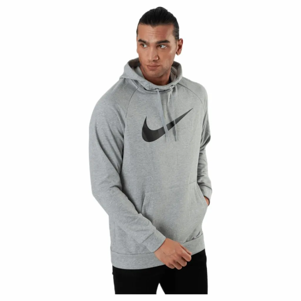 Nike Dri-FIT Men's Pullover Training Hoodie DK GREY HEATHER/BLACK Grå Discount