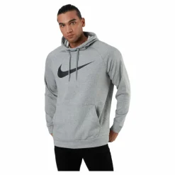 Nike Dri-FIT Men's Pullover Training Hoodie DK GREY HEATHER/BLACK Grå Discount