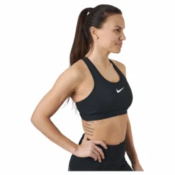Nike Dri-FIT Swoosh Women's High-Support Non-Padded Adjustable Sports Bra BLACK/BLACK/DK SMOKE GREY/WHITE Svart Online