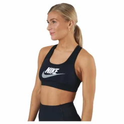 Nike Dri-FIT Swoosh Women's Medium-Support Graphic Sports Bra BLACK/WHITE/PARTICLE GREY Svart Outlet
