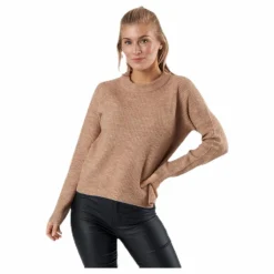 Pieces Ellen Ls O-Neck Knit Beige Clearance