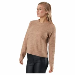 Pieces Ellen Ls O-Neck Knit Beige Clearance