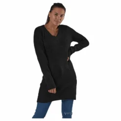 Ellen Ls V-Neck Knit Dress Black*Pieces Best