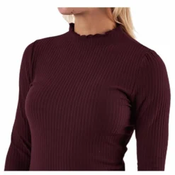 Only Emma L/S High Neck Top Jrs Brown Brun Hot