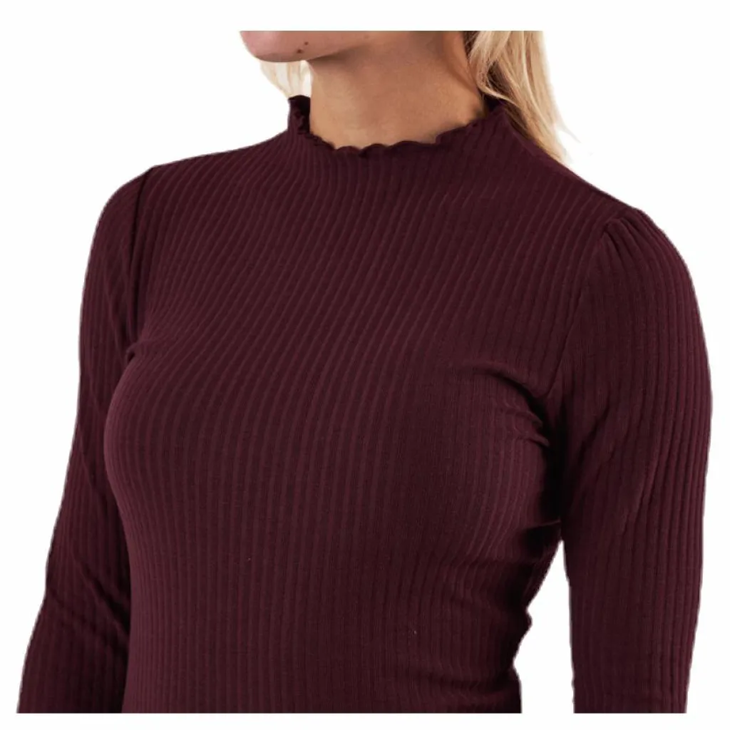 Only Emma L/S High Neck Top Jrs Brown Brun Hot