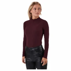 Only Emma L/S High Neck Top Jrs Brown Brun Hot