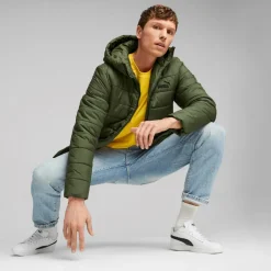 Puma Ess Hooded Padded Jacket Myrtle Grön Sale
