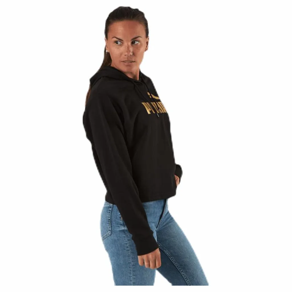 Puma ESS+ Metallic Cropped Hoody TR Black/Gold Svart Online