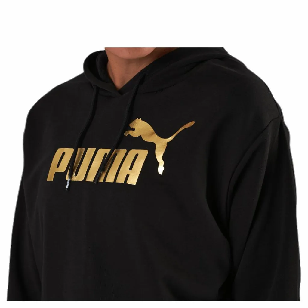 Puma ESS+ Metallic Cropped Hoody TR Black/Gold Svart Online