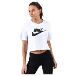 Nike Essential Icon Crop Futura Tee White/Black Vit Best
