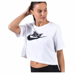 Nike Essential Icon Crop Futura Tee White/Black Vit Best