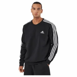 adidas Essentials Fleece 3-Stripes Sweatshirt Black Svart Hot